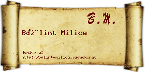 Bálint Milica névjegykártya