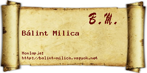 Bálint Milica névjegykártya