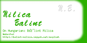 milica balint business card